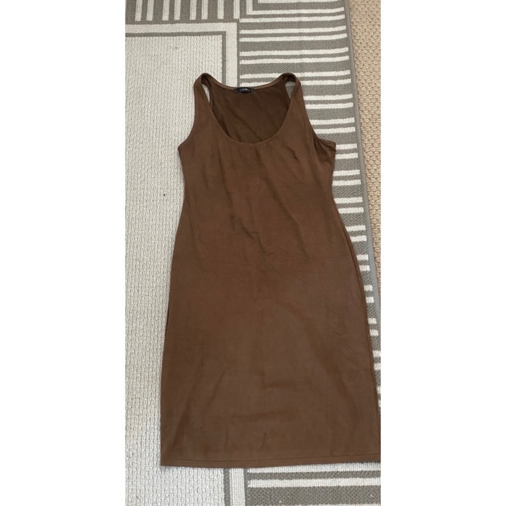 Faux suede bodycon mini dress brown